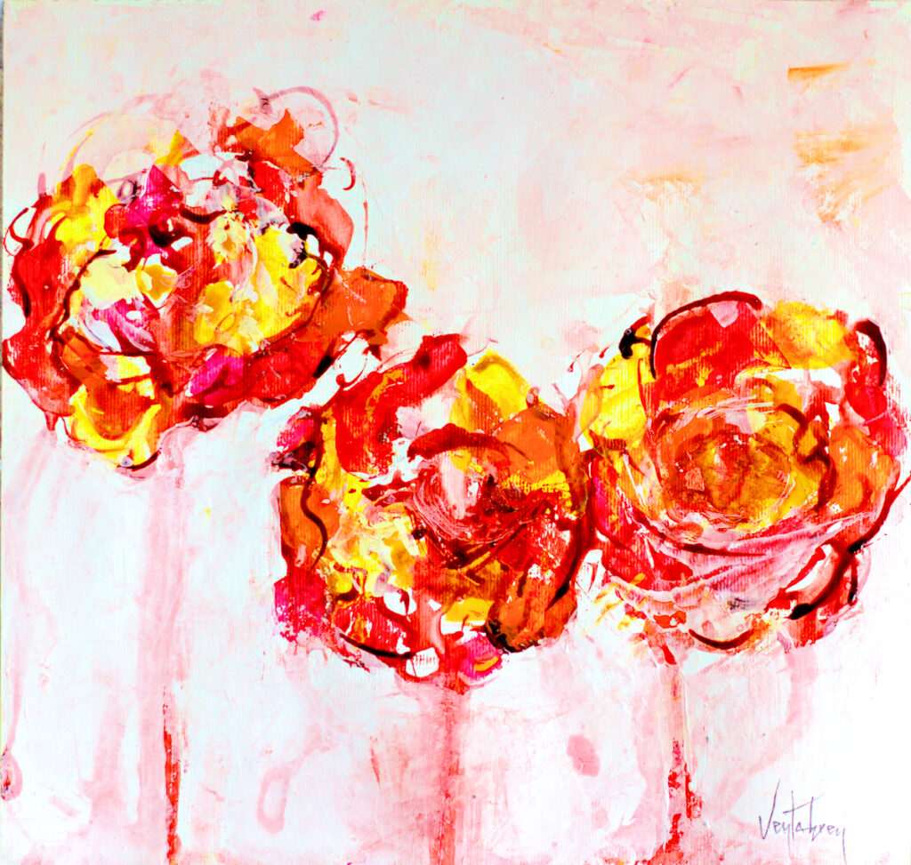 Tres flors rojas